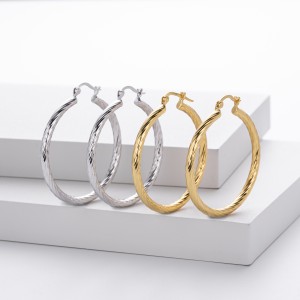 925 Sterling Silver Twisted Rope Hollow Hoop Earrings 60400033