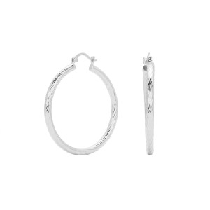 925 Sterling Silver Twisted Rope Hollow Hoop Earrings 60400033
