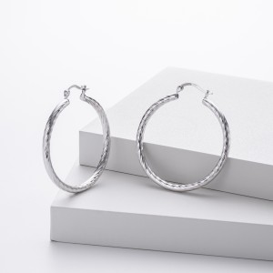 925 Sterling Silver Twisted Rope Hollow Hoop Earrings 60400033