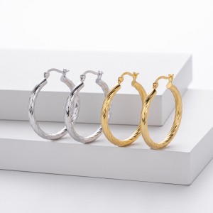 925 Sterling Silver Twisted Rope Hollow Hoop Earrings 60400033