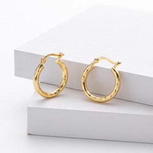 925 Sterling Silver Twisted Rope Hollow Hoop Earrings 60400033