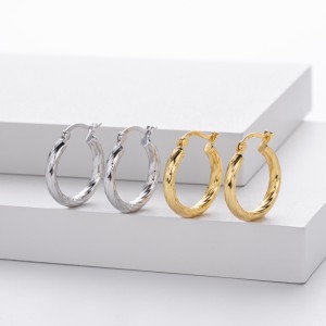 925 Sterling Silver Twisted Rope Hollow Hoop Earrings 60400033