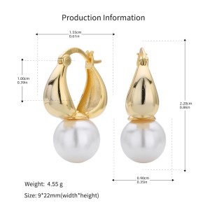 925 Sterling Silver Puffy Hoop Fresh Water Pearl Drop Earrings 60400034