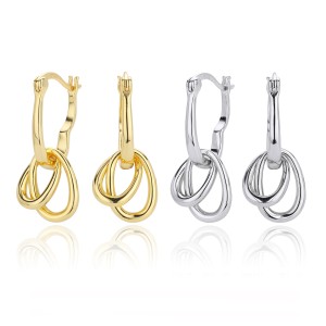 925 Sterling Silver Interlocking Chain Link Drop Earrings 60400035