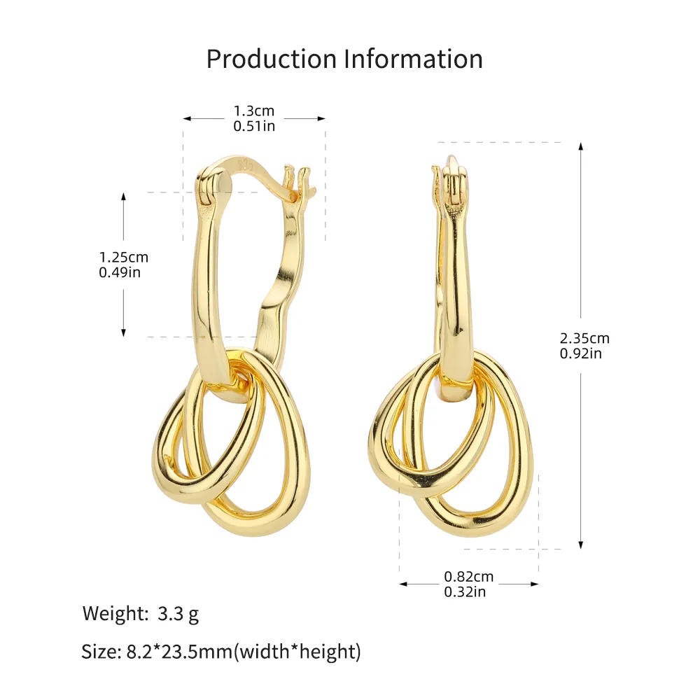 925 Sterling Silver Interlocking Chain Link Drop Earrings 60400035 - image2