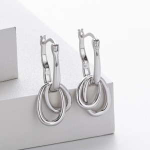 925 Sterling Silver Interlocking Chain Link Drop Earrings 60400035