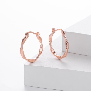925 Sterling Silver Geometric Twisted Hoop Earrings 60400036 925 Sterling Silver Geometric Twisted Hoop Earrings 60400036