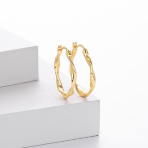 925 Sterling Silver Geometric Twisted Hoop Earrings 60400036 925 Sterling Silver Geometric Twisted Hoop Earrings 60400036