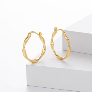 925 Sterling Silver Geometric Twisted Hoop Earrings 60400036 925 Sterling Silver Geometric Twisted Hoop Earrings 60400036