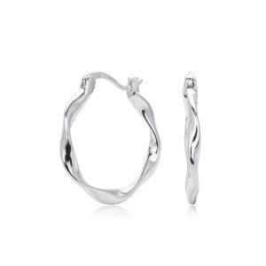 925 Sterling Silver Geometric Twisted Hoop Earrings 60400036 925 Sterling Silver Geometric Twisted Hoop Earrings 60400036