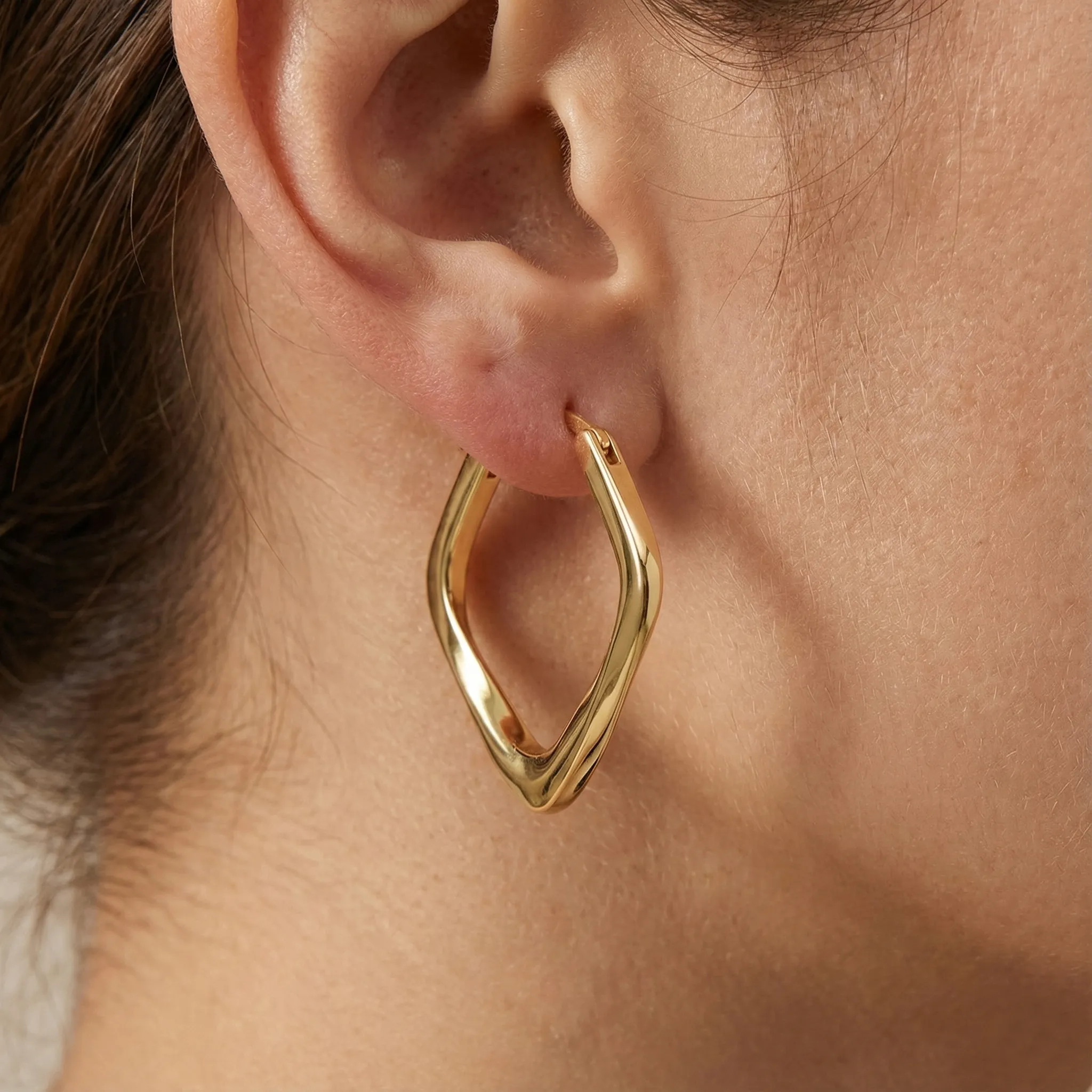 925 Sterling Silver Twisted Geometric Hoop Earrings 60400037 - image1