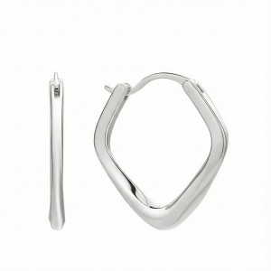 925 Sterling Silver Twisted Geometric Hoop Earrings 60400037
