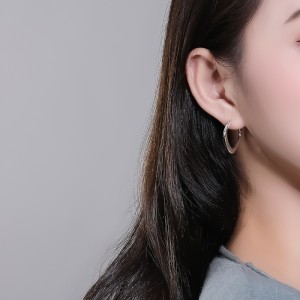 925 Sterling Silver Twisted Geometric Hoop Earrings 60400037