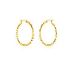 925 Sterling Silver Minimalist Beaded Oval Hoops 60400038