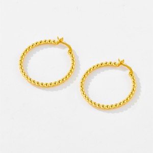 925 Sterling Silver Minimalist Beaded Oval Hoops 60400038