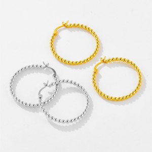 925 Sterling Silver Minimalist Beaded Oval Hoops 60400038