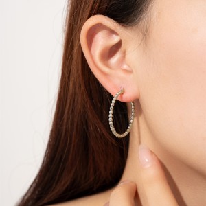 925 Sterling Silver Minimalist Beaded Oval Hoops 60400038