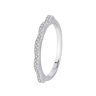 Silver Cubic Zirconia Curve Band Ring 70100003