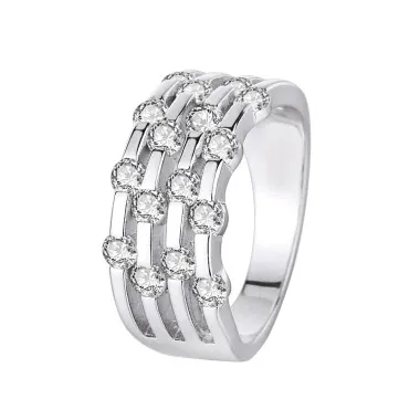 Silver Cubic Zirconia Lines Band Ring 70100007