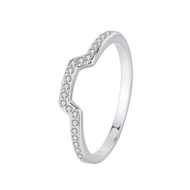 Silver Cubic Zirconia U Shape Band Ring 70100009