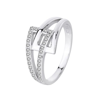 Silver Cubic Zirconia Belt Band Ring 70100014