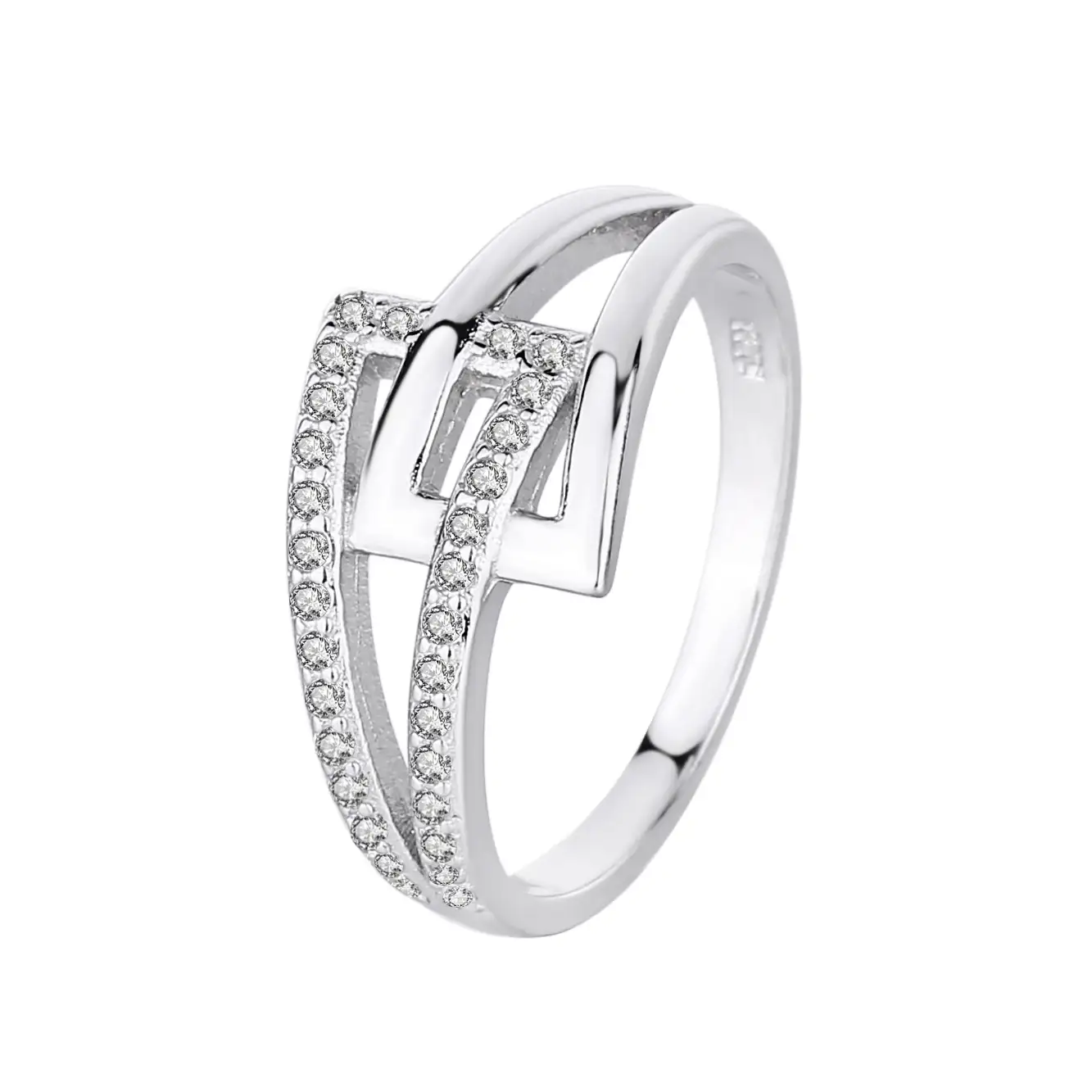 Silver Cubic Zirconia Belt Band Ring 70100014