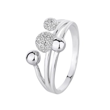 Silver Cubic Zirconia Spherical Band Ring 70100020