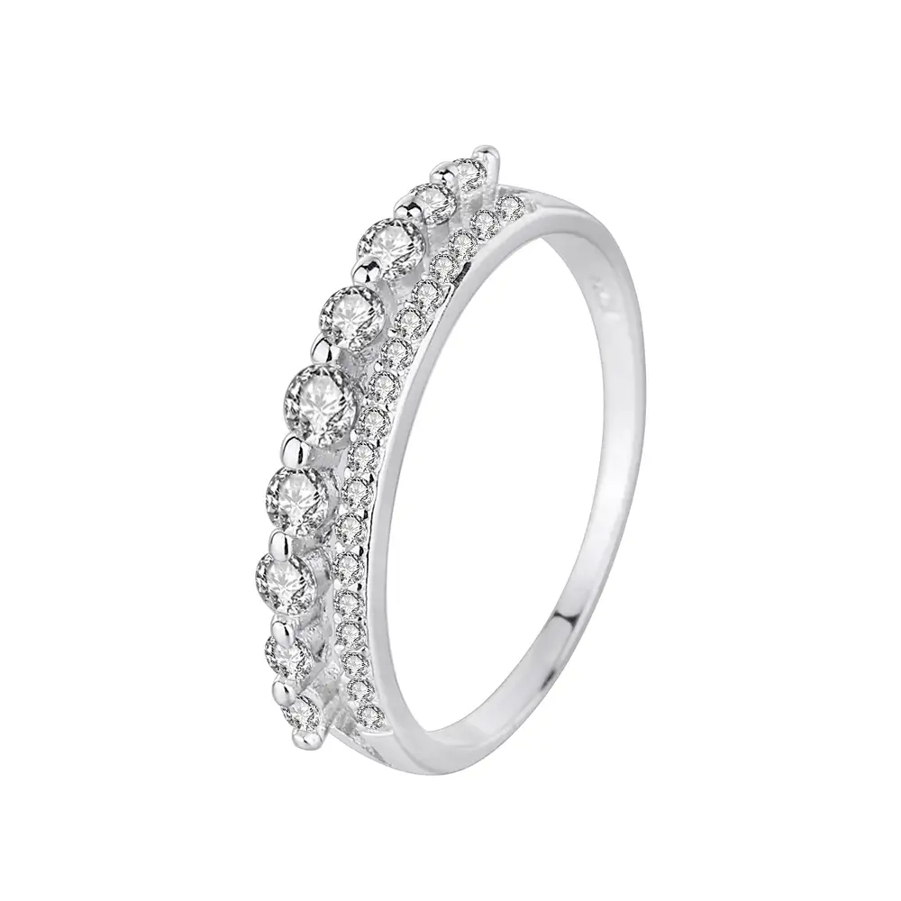 Silver Cubic Zirconia Band Ring 70100026