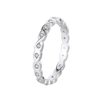 Silver Cubic Zirconia Band Ring 70100028