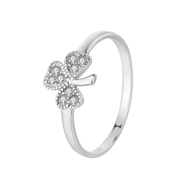 Silver Cubic Zirconia Clover Band Ring 70100031