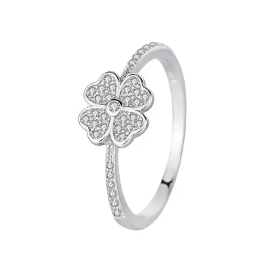 Silver Cubic Zirconia Clover Band Ring 70100032