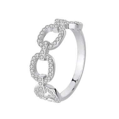 Silver Cubic Zirconia Chain Band Ring 70100035