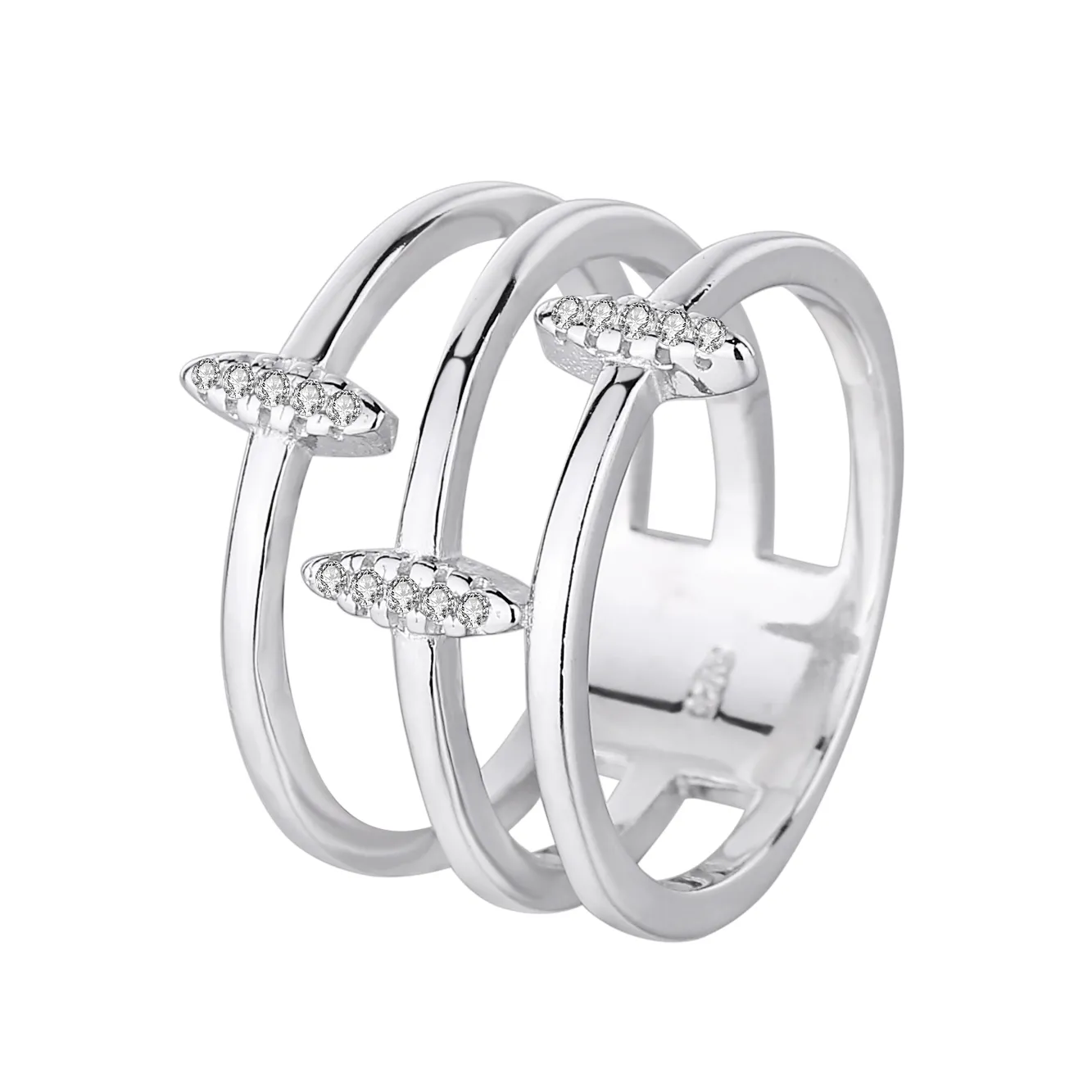 Silver Cubic Zirconia Band Ring 70100036