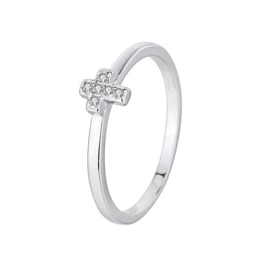 Silver Cubic Zirconia Cross Band Ring 70100044