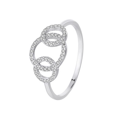 Silver Cubic Zirconia Chain Band Ring 70100047