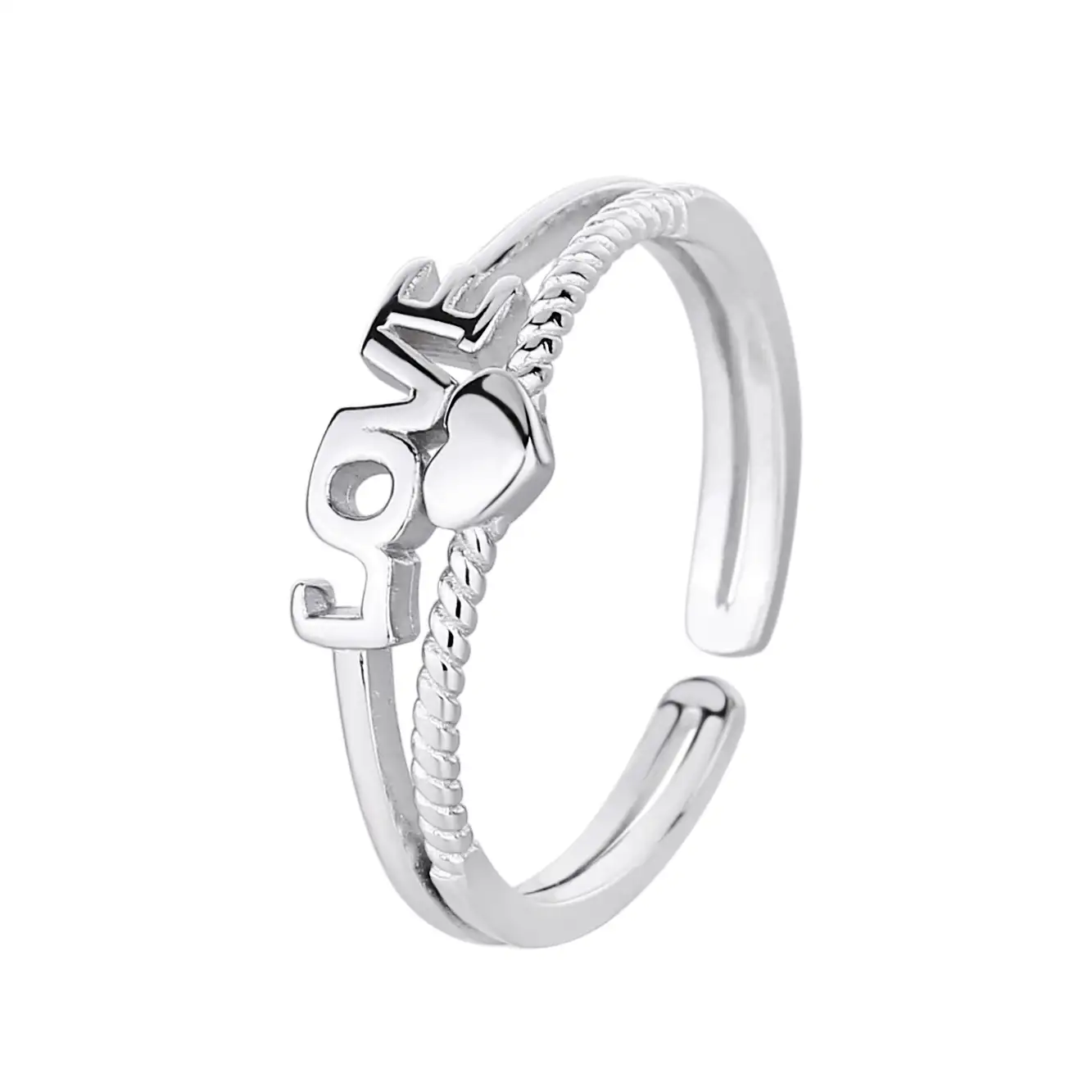 Silver Cubic Zirconia LOVE Band Ring 70100048