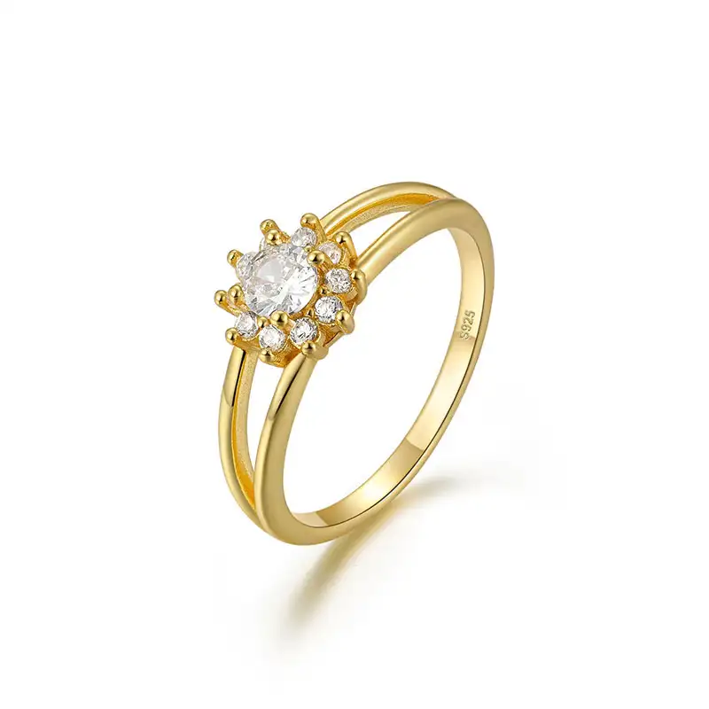 Silver Cubic Zirconia Flower Band Ring 70100056