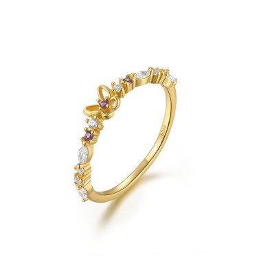 Silver Cubic Zirconia Butterfly Band Ring 70100061