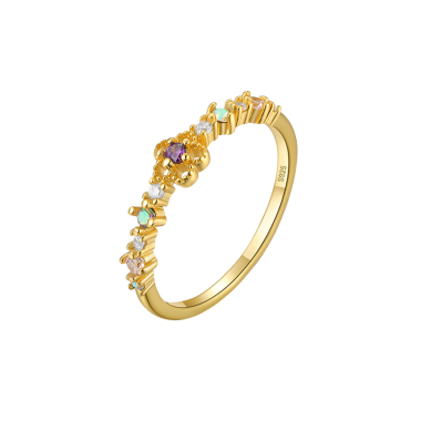 Silver AB Colorful Cubic Zirconia Band Ring 70100062