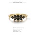 Silver Zirconia Black Leaf Band Ring 70100073
