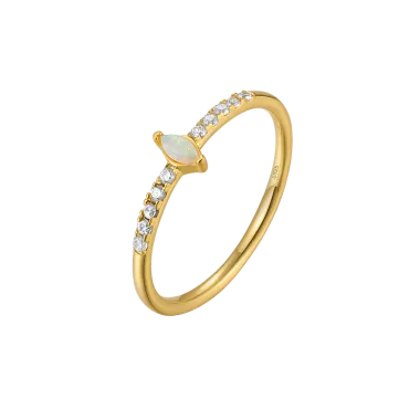 Silver Zirconia Opal Band Ring 70100075