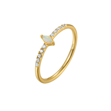 Silver Zirconia Opal Band Ring 70100075