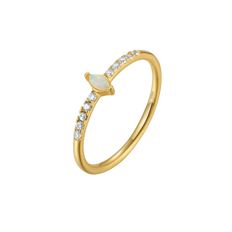 Silver Zirconia Opal Band Ring 70100075