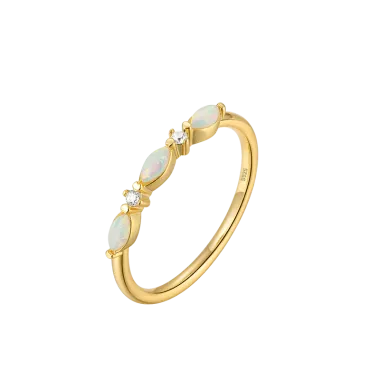Silver Zirconia Opal Band Ring 70100076