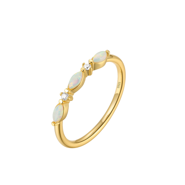 Silver Zirconia Opal Band Ring 70100076