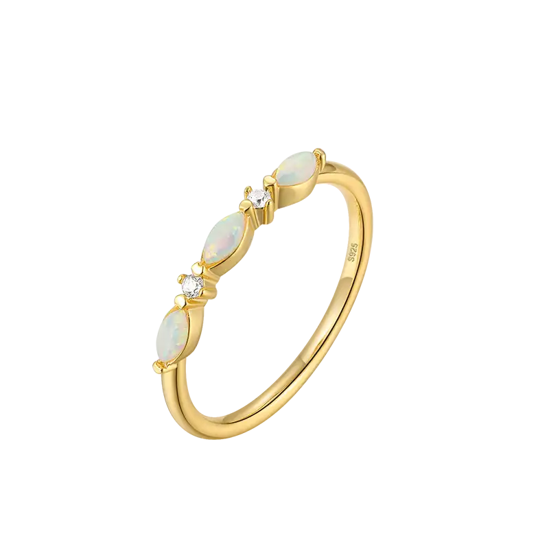 Silver Zirconia Opal Band Ring 70100076