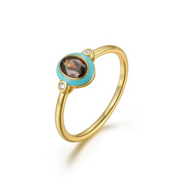 Silver Zirconia Enamel Band Ring 70100077