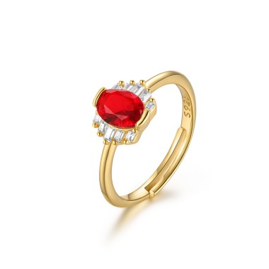 Silver Red Zirconia Open Band Ring 70100078