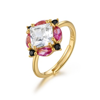 Silver Square Zirconia Open Band Ring 70100079