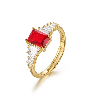 Silver Rectangle Zirconia Open Band Ring 70100080